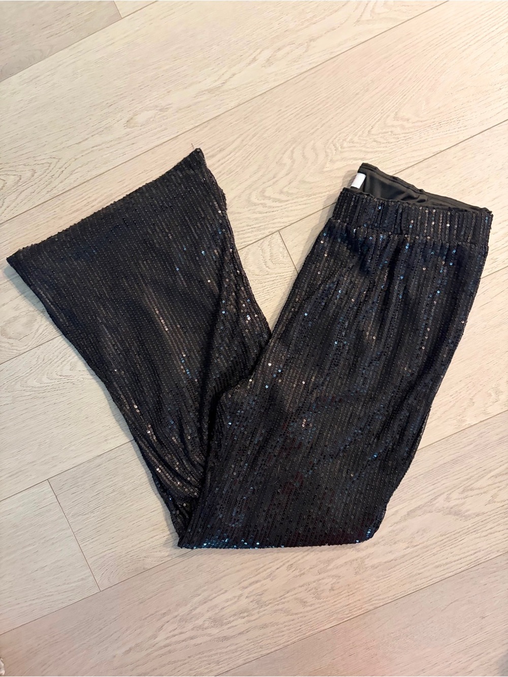 Black Sequin Straight Leg Pants